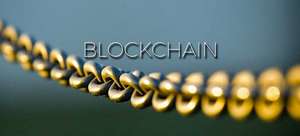 Blockchain yazsının altında sarı renkte bir zincir