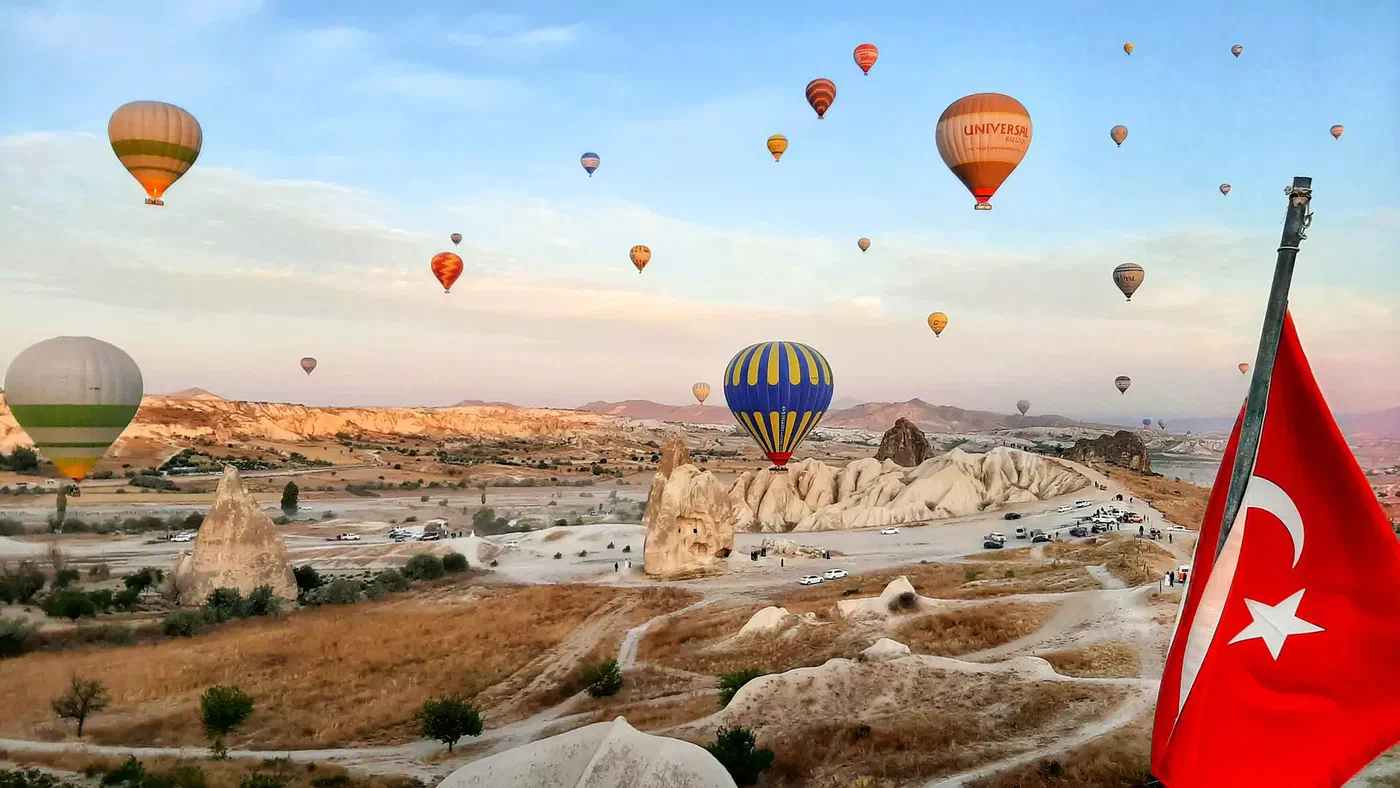 Cappadocia and Turkish flag