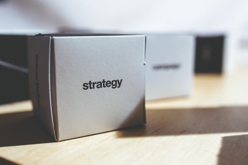 Box on which "strategy" is written