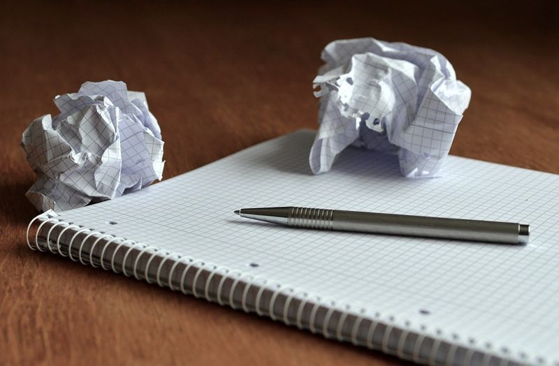 Notes, pen, papers