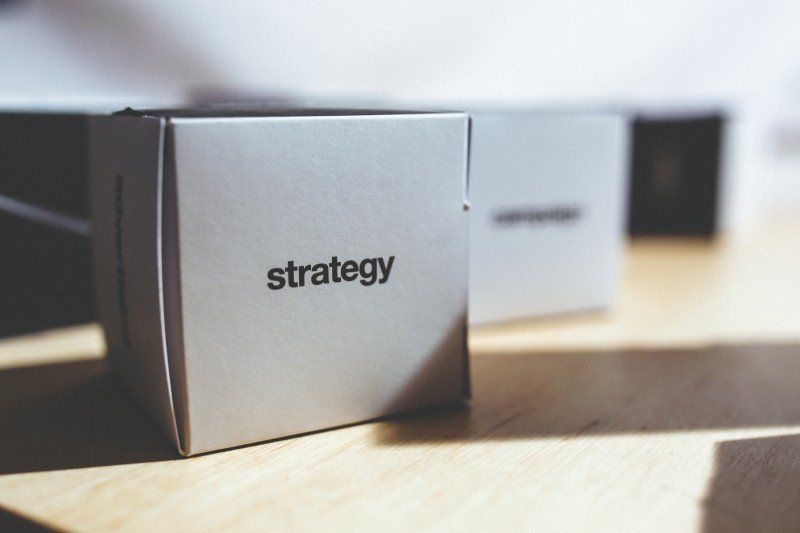 Box on which "strategy" is written